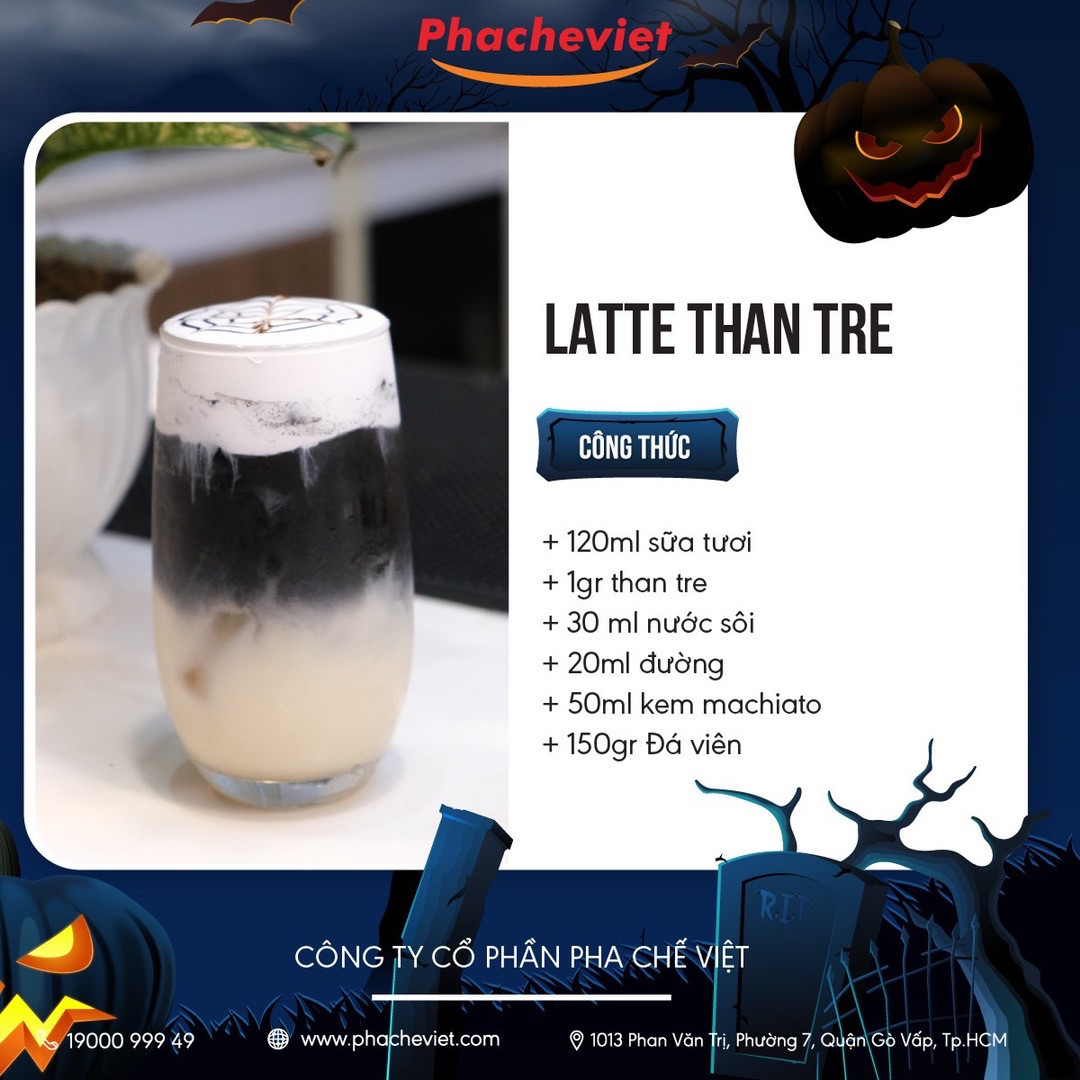 Tổng hợp công thức đồ uống Halloween độc đáo: Soda Phúc Bồn Tử, Trà Vải Hibiscus, Trà Sữa Bóng Đêm và Latte Than Tre