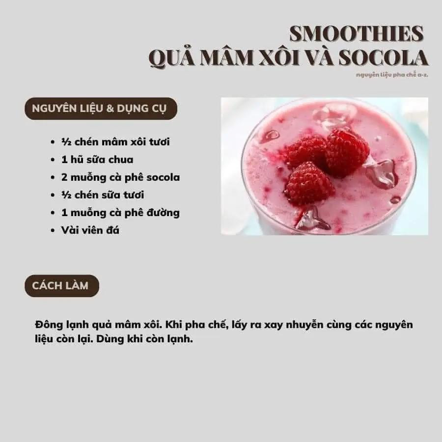 Tổng hợp công thức đồ uống: Trà chanh nước hoa mật ong, Yakult Chocoba, Yakult Papaya, Smoothie quả mâm xôi và socola, Smoothie chanh bạc hà
