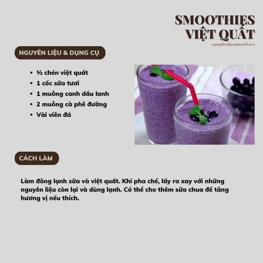 Tổng hợp công thức đồ uống: Trà chanh nước hoa mật ong, Yakult Chocoba, Yakult Papaya, Smoothie quả mâm xôi và socola, Smoothie chanh bạc hà