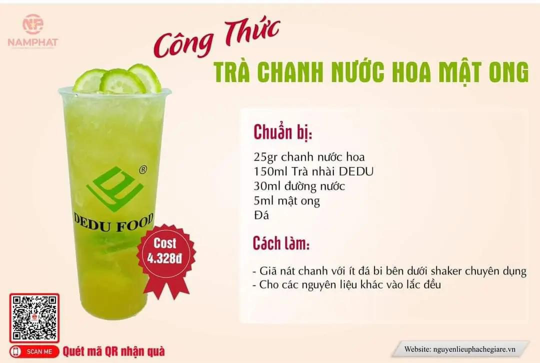Tổng hợp công thức đồ uống: Trà chanh nước hoa mật ong, Yakult Chocoba, Yakult Papaya, Smoothie quả mâm xôi và socola, Smoothie chanh bạc hà