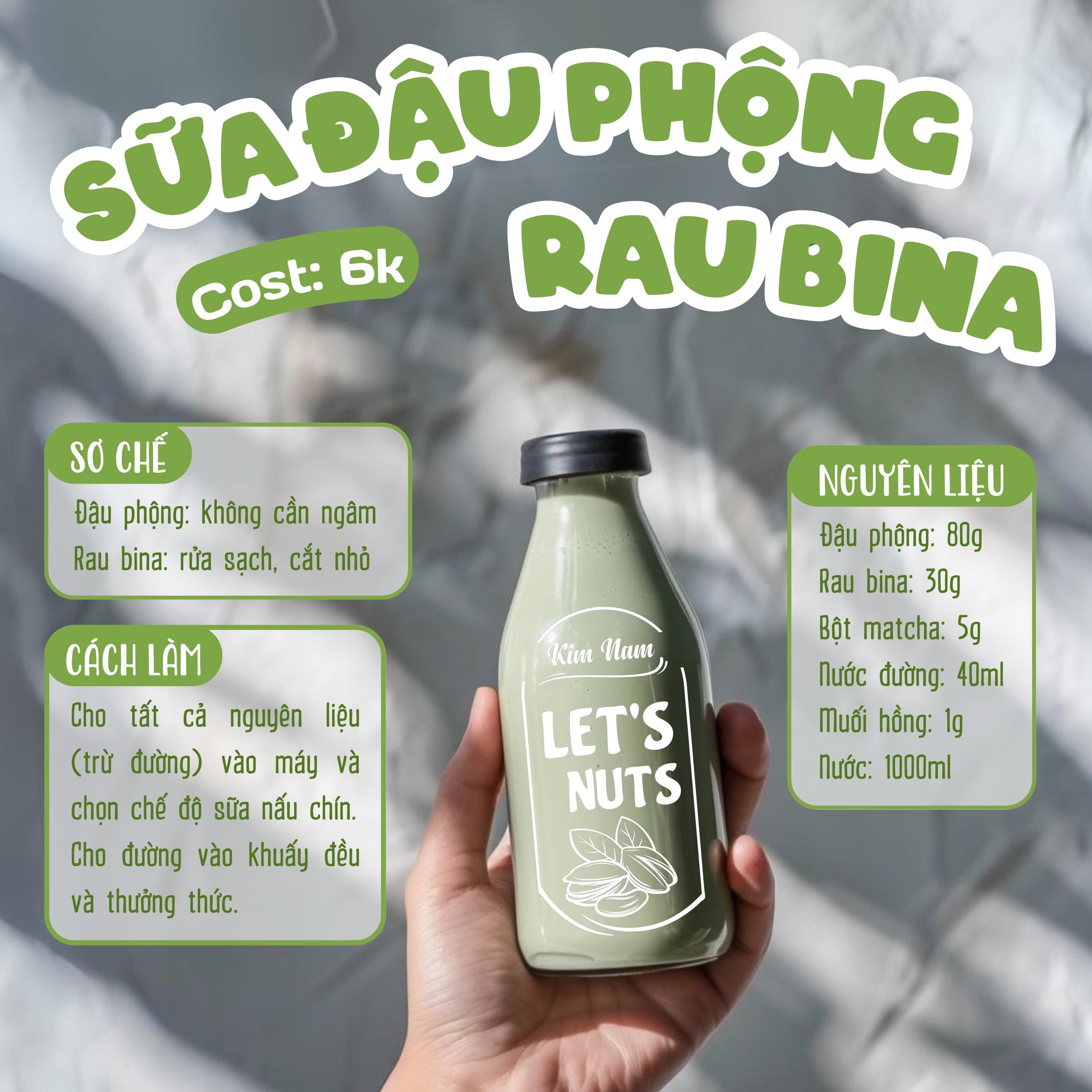 Tổng hợp công thức kinh doanh sữa hạt cost thấp: Hạt điều củ dền, đậu xanh rau má, củ năng macca cà rốt, diêm mạch matcha và gạo lứt hạt thông