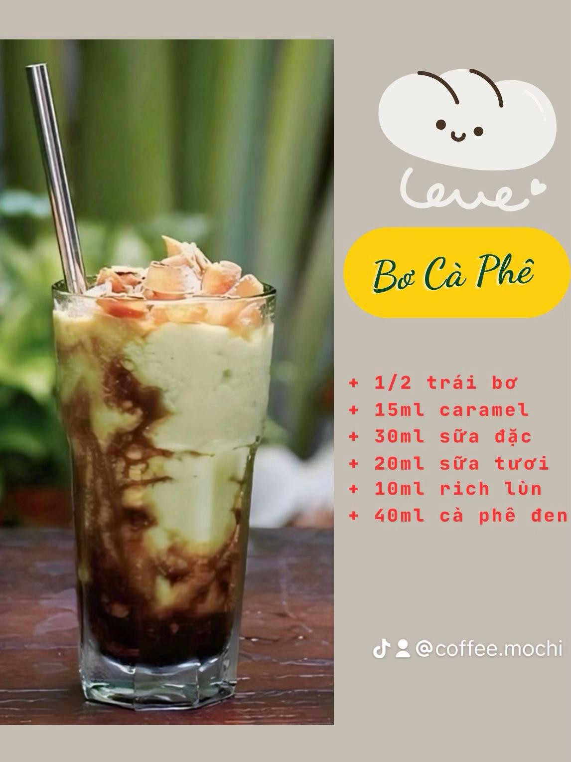 Tổng hợp công thức làm 4 loại đồ uống: Cà Phê Matcha latte, Sữa Chua Cà Phê, Cà Phê Cốt Dừa và Bơ Cà Phê