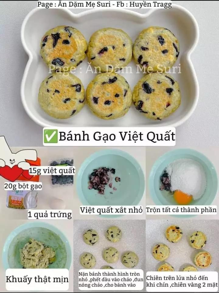 Tổng hợp công thức làm bánh gạo cho bé: bí xanh, chuối, táo đỏ khô, táo và trứng