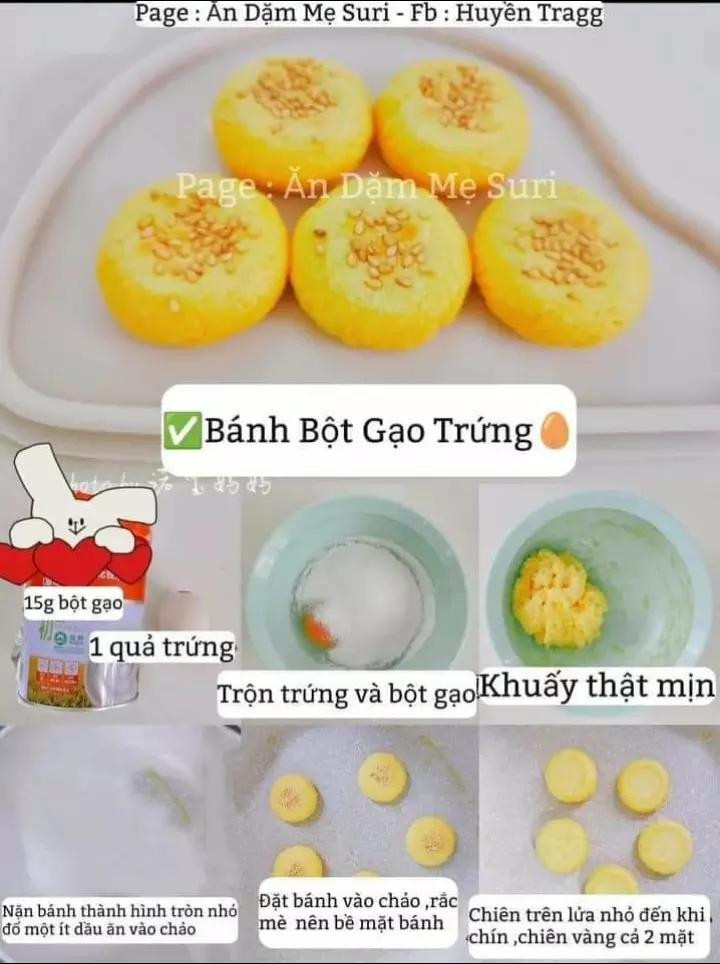 Tổng hợp công thức làm bánh gạo cho bé: bí xanh, chuối, táo đỏ khô, táo và trứng