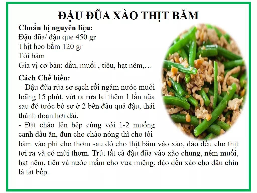Tổng hợp công thức làm các món rau xào ngon: Thịt ba chỉ, Ốc móng tay, Thịt bò, Đậu đũa