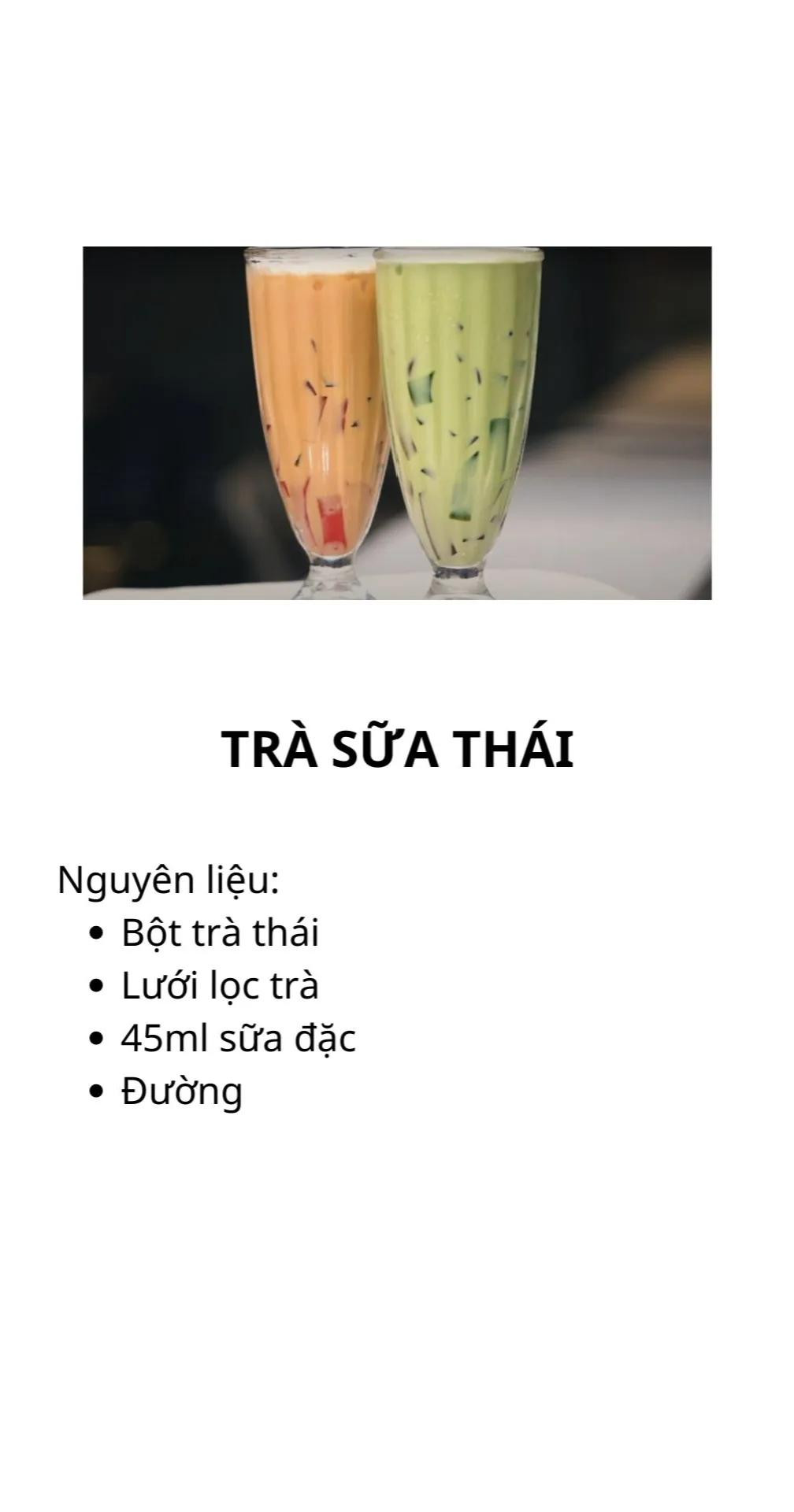 Tổng hợp công thức làm đồ uống tại nhà: Latte Trà Xanh, Trà Đào Lạnh và Trà Sữa Thái