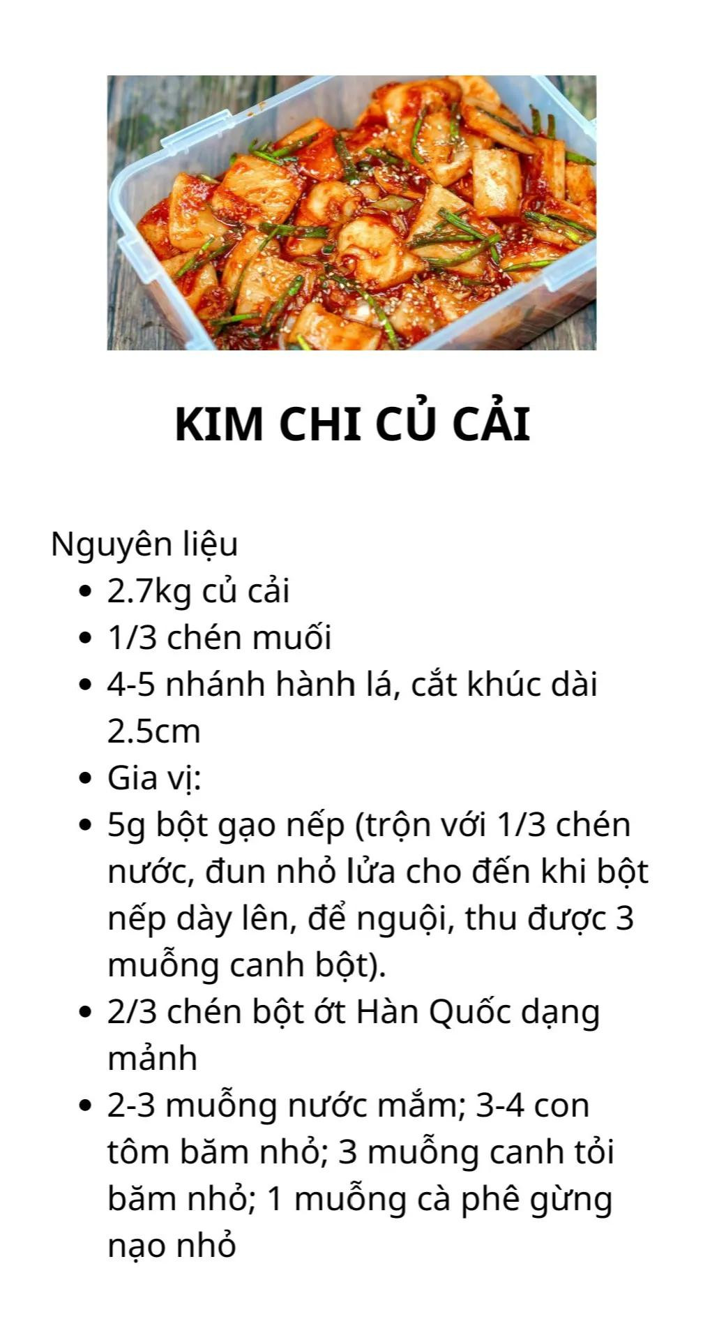 Tổng hợp công thức làm Kim Chi Hàn Quốc: Kim chi hành lá, cải thảo và dưa leo giòn ngon