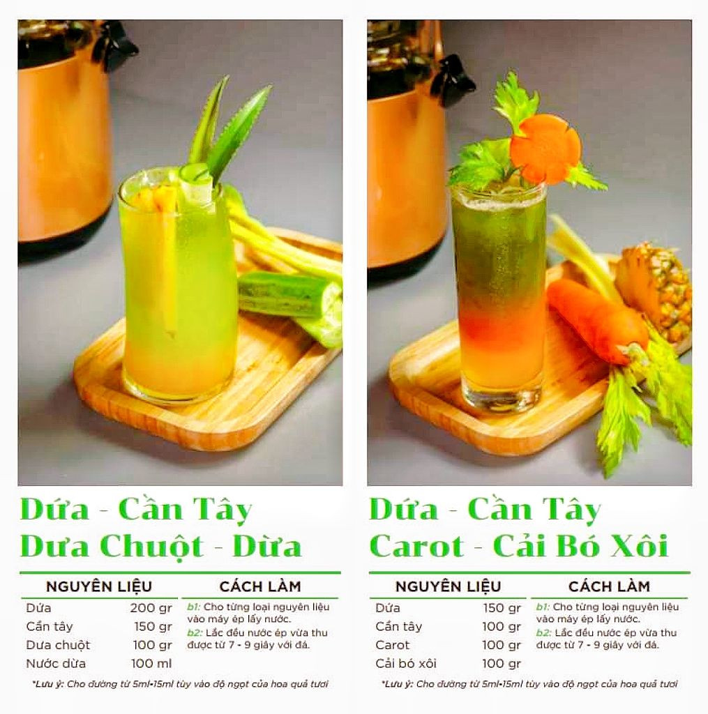 Tổng hợp công thức làm nước ép trái cây và rau củ mix đa dạng hương vị