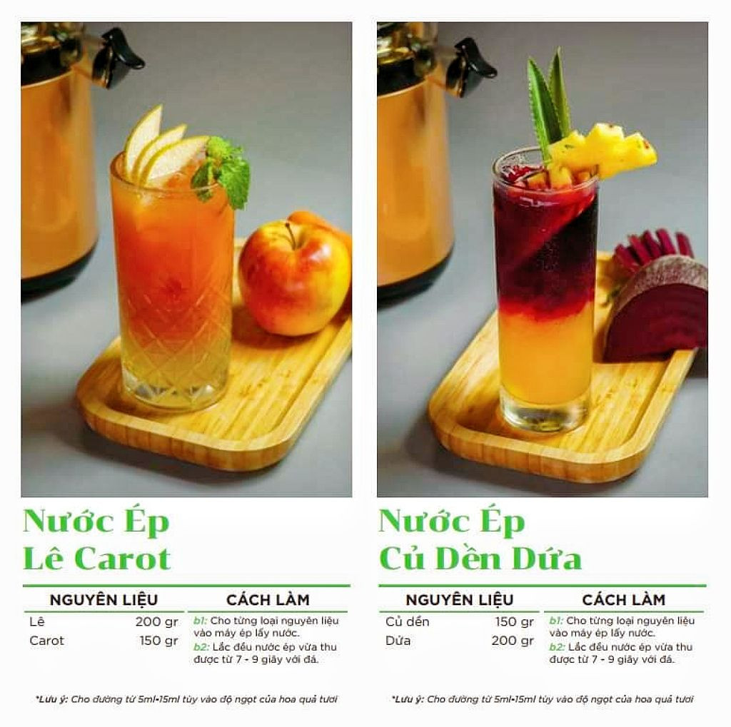 Tổng hợp công thức làm nước ép trái cây và rau củ mix đa dạng hương vị