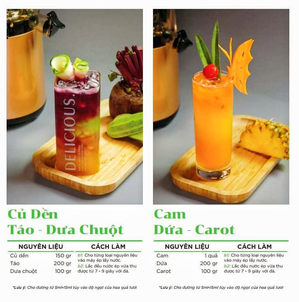 Tổng hợp công thức làm nước ép trái cây và rau củ mix đa dạng hương vị