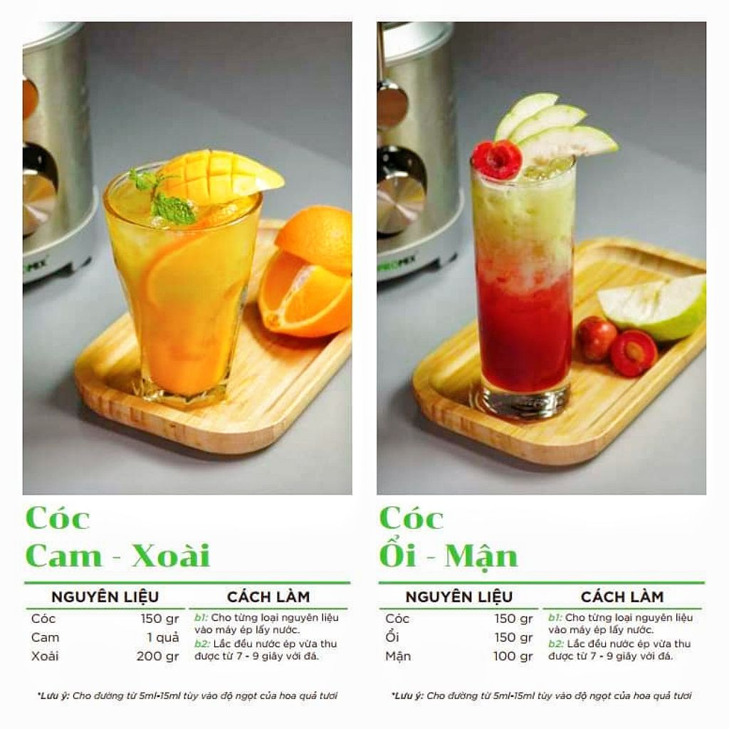 Tổng hợp công thức làm nước ép trái cây và rau củ mix đa dạng hương vị