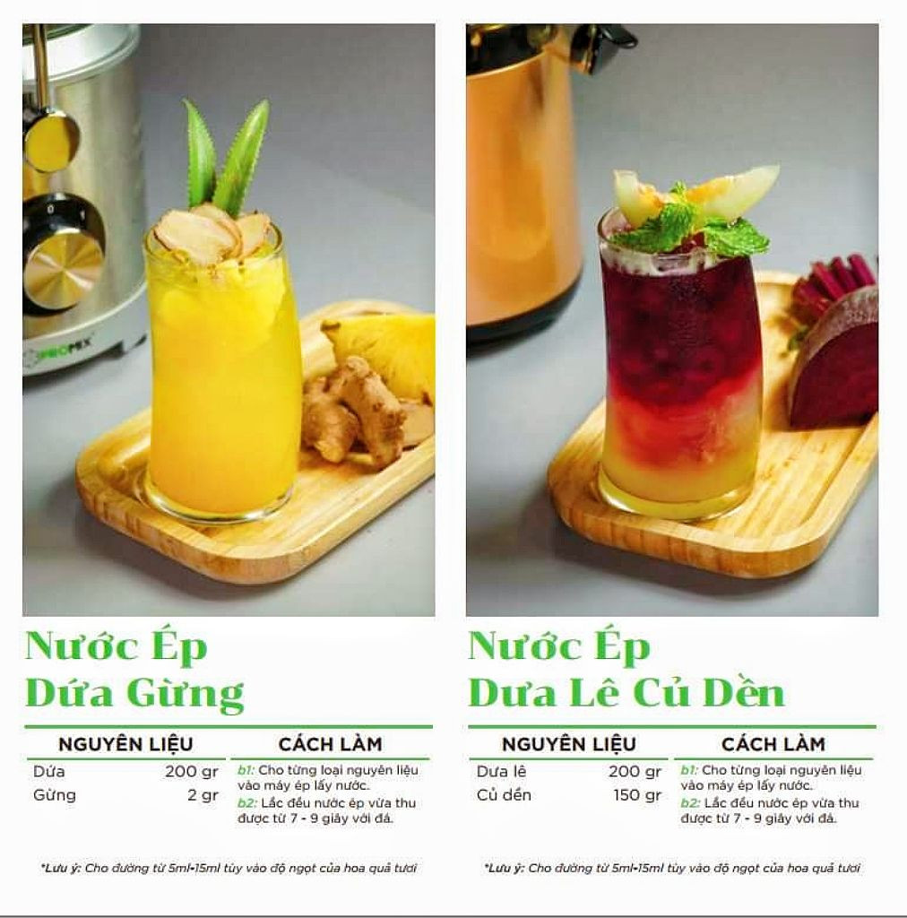 Tổng hợp công thức làm nước ép trái cây và rau củ mix đa dạng hương vị