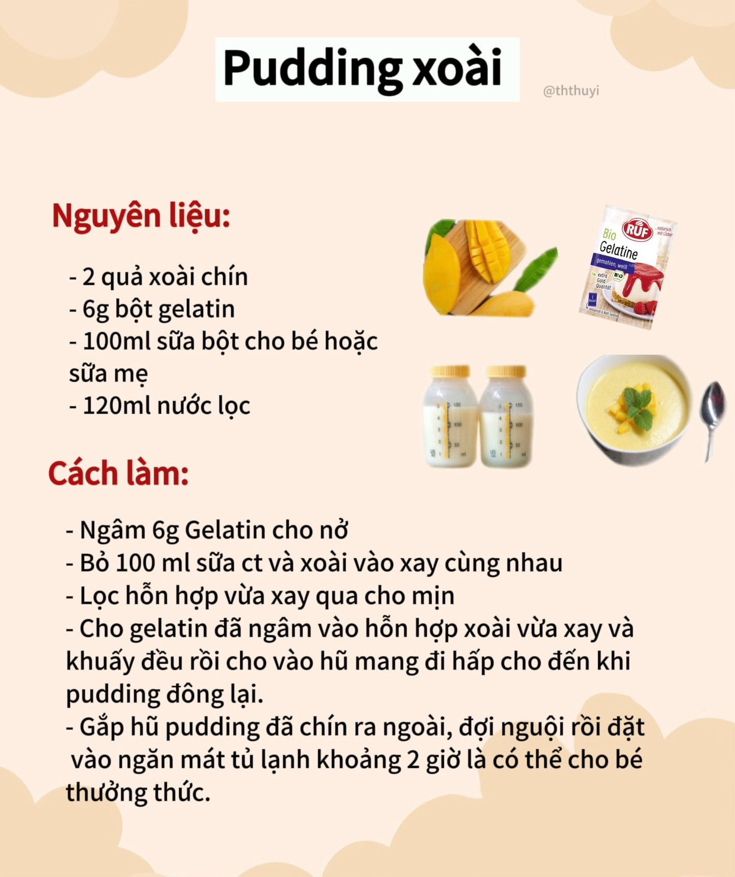 Tổng hợp công thức làm pudding cho bé ăn dặm: trứng sữa, xoài, phô mai bí đỏ, bơ và khoai lang tím