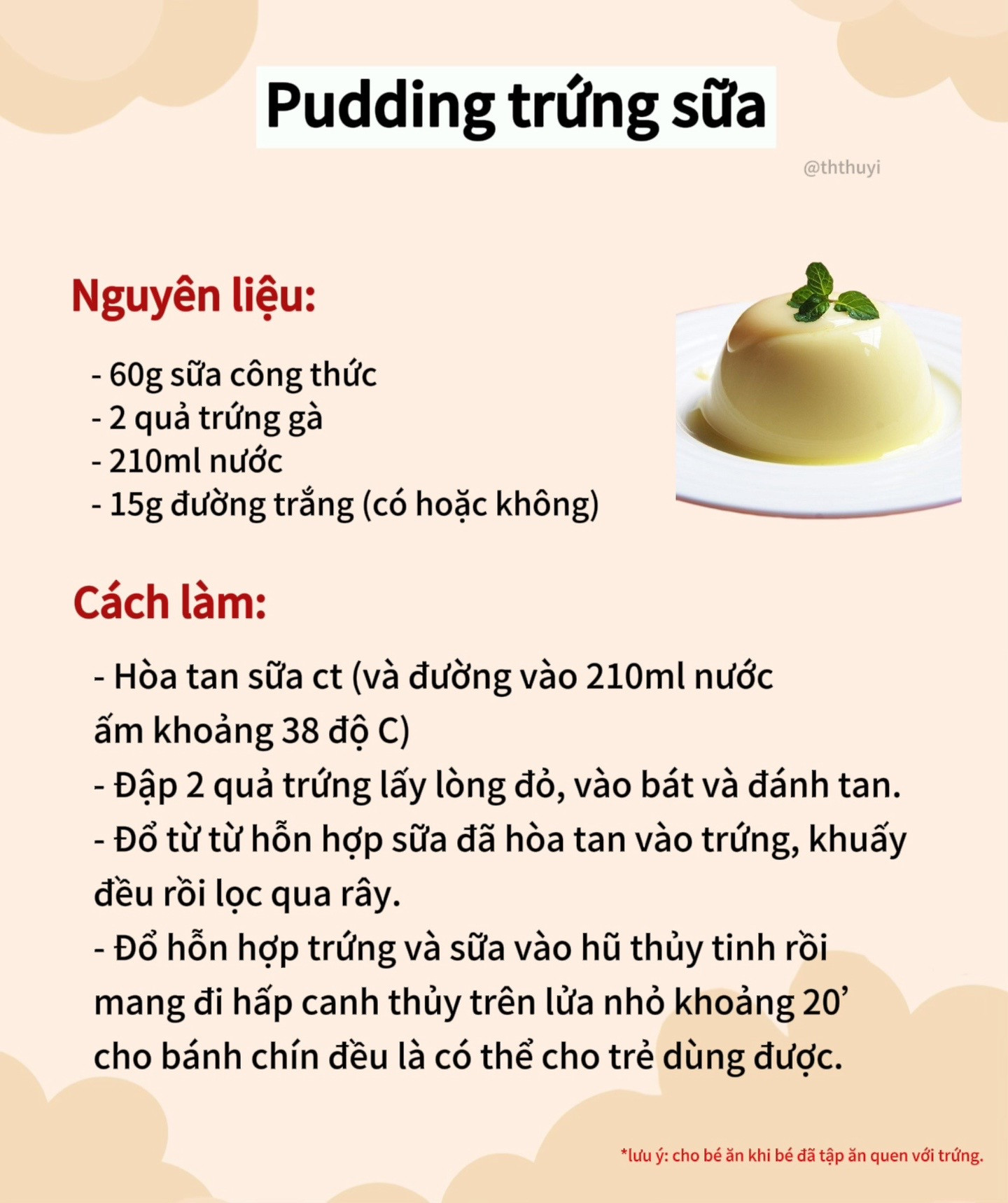 Tổng hợp công thức làm pudding cho bé ăn dặm: trứng sữa, xoài, phô mai bí đỏ, bơ và khoai lang tím