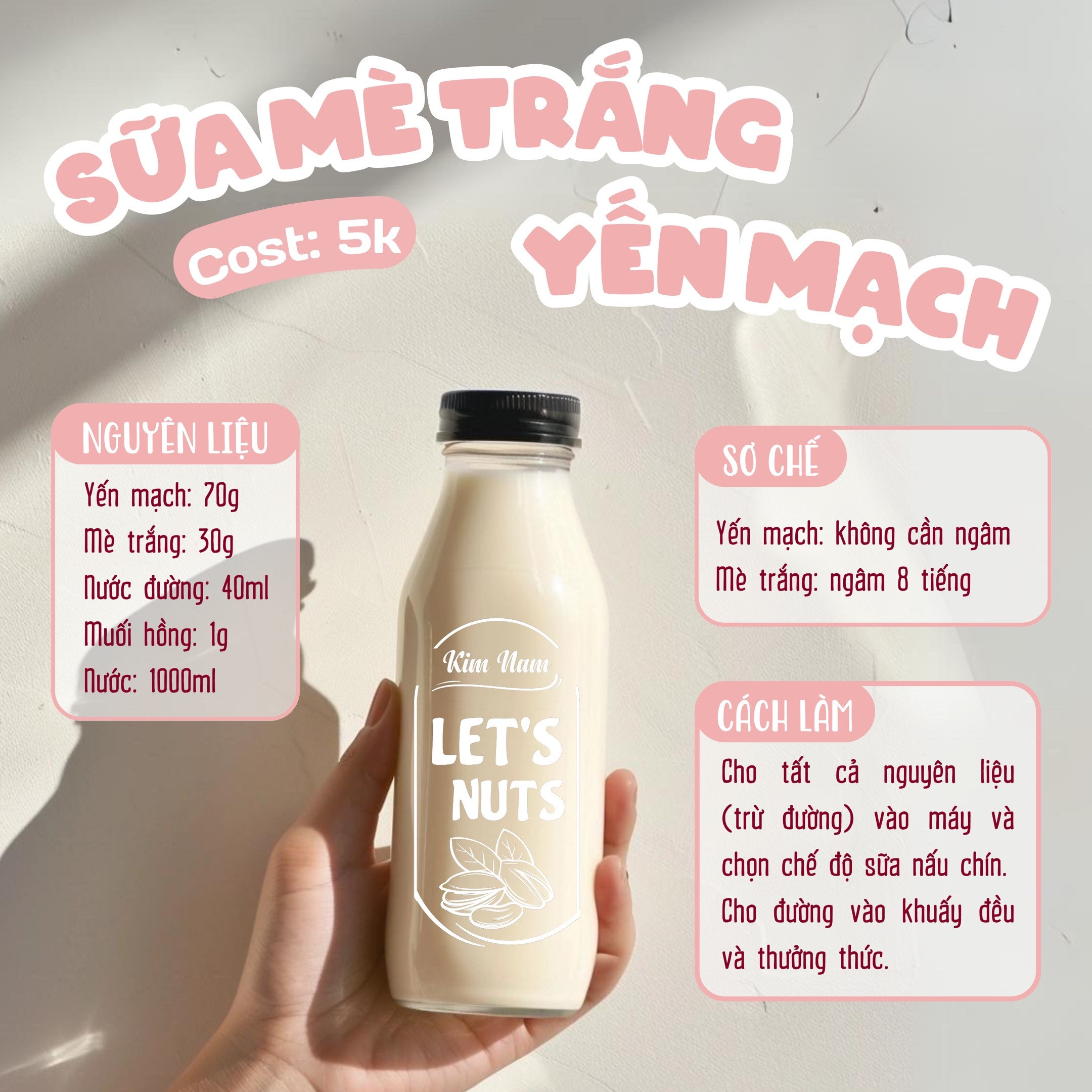 Tổng hợp công thức làm sữa hạt kinh doanh giá rẻ: Khoai tây, Mè trắng, Khoai lang tím, Đậu nành và Đậu xanh