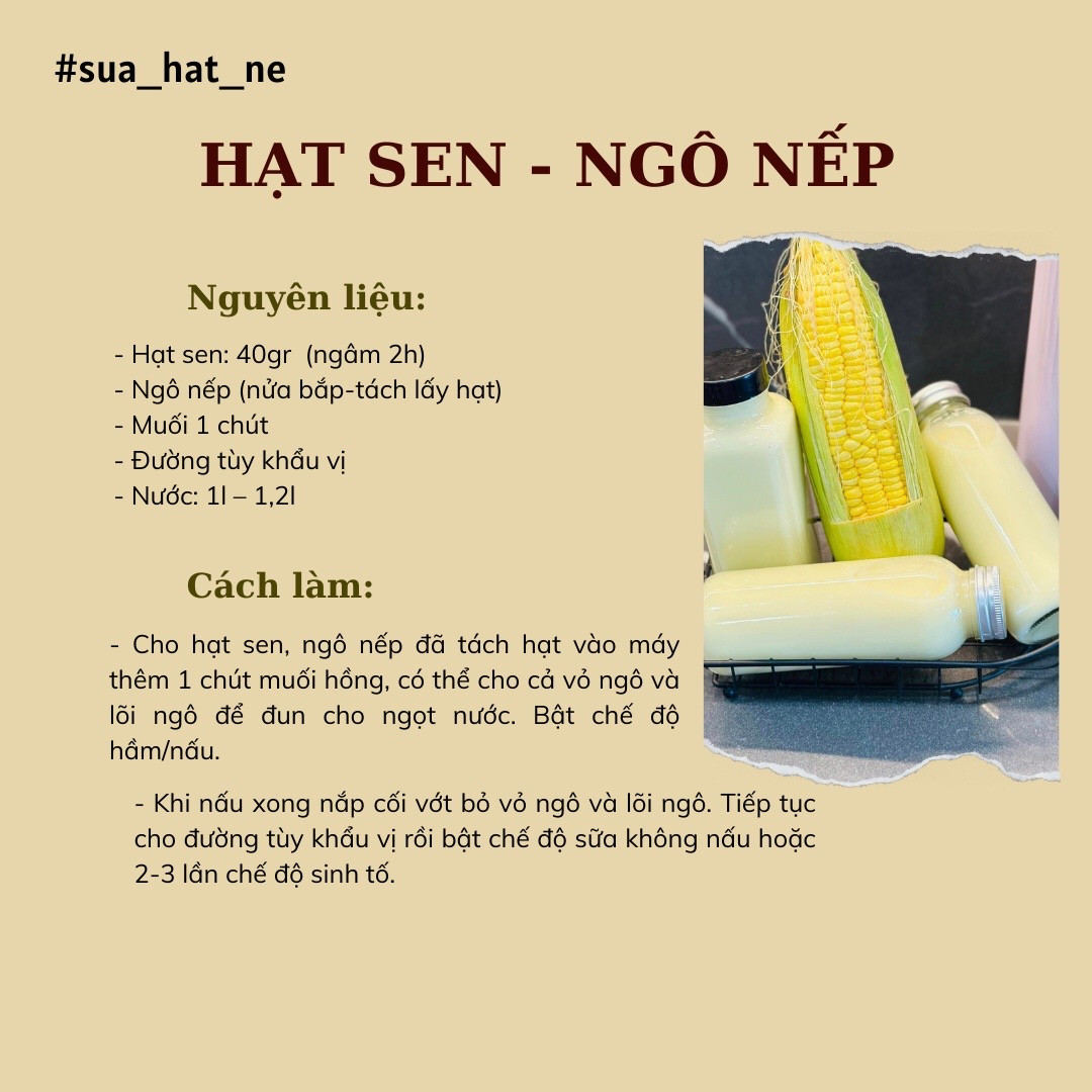 Tổng hợp công thức làm sữa hạt sen kết hợp ngô nếp, óc chó và bí đỏ cùng lợi ích sức khỏe