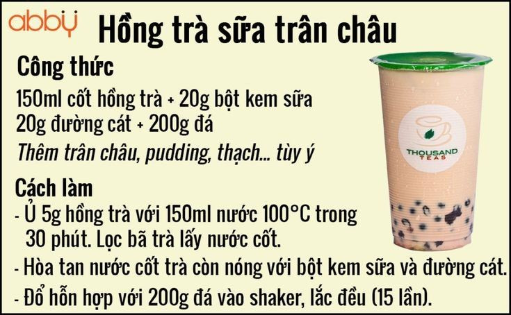 Tổng hợp công thức làm trà sữa ngon: Hồng trà trân châu, Trà sữa chocolate, Việt quất và Thạch