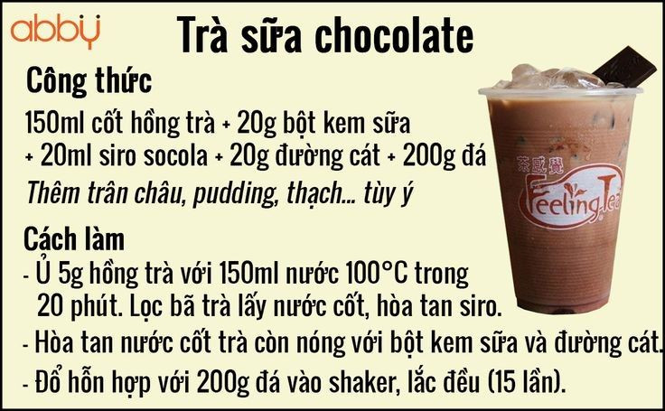 Tổng hợp công thức làm trà sữa ngon: Hồng trà trân châu, Trà sữa chocolate, Việt quất và Thạch