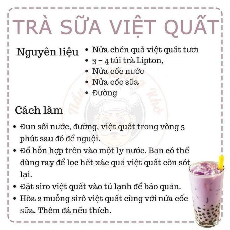 Tổng hợp công thức làm trà sữa ngon: Hồng trà trân châu, Trà sữa chocolate, Việt quất và Thạch