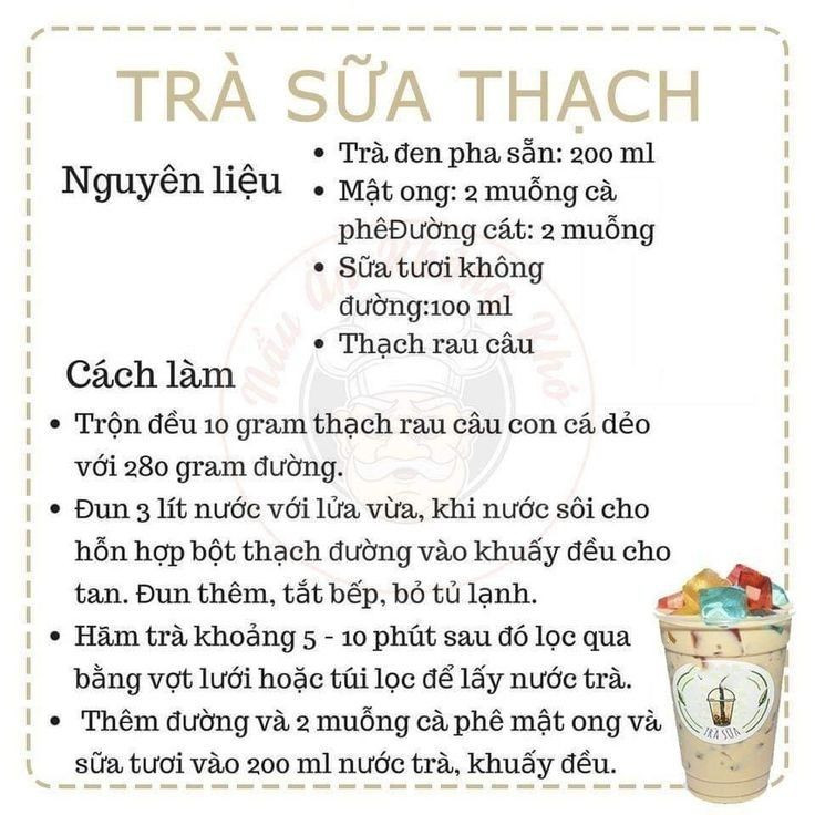 Tổng hợp công thức làm trà sữa ngon: Hồng trà trân châu, Trà sữa chocolate, Việt quất và Thạch