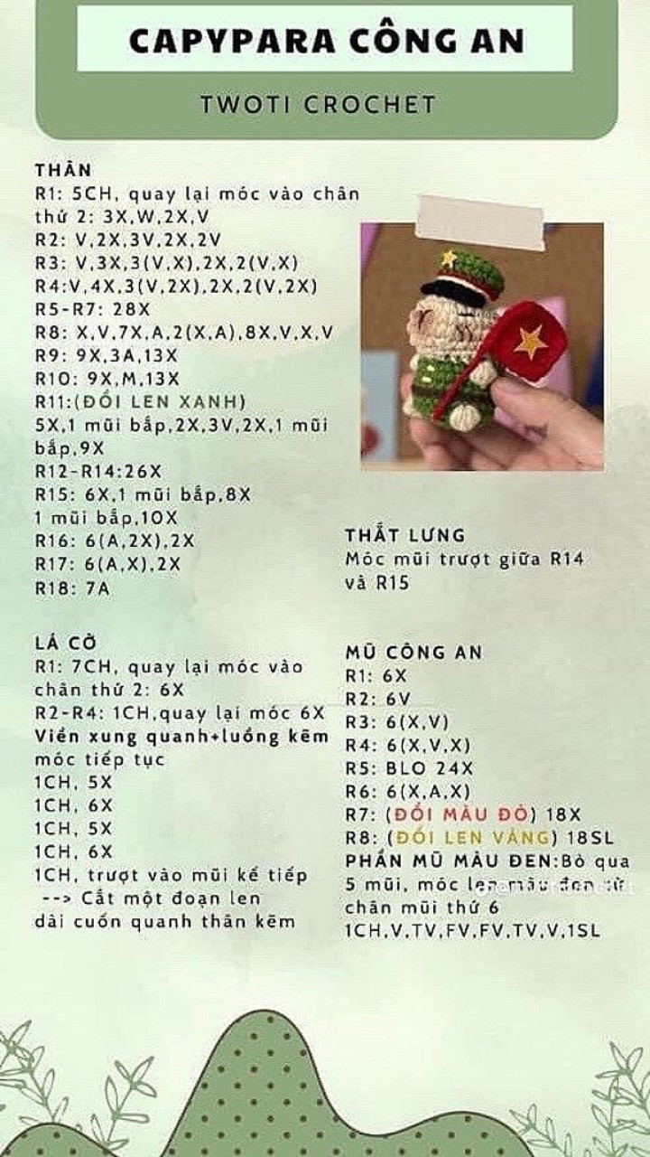 Tổng hợp công thức móc len Capybara: Búp bê cảnh sát, Sushi và hộp nhấn bàn phím