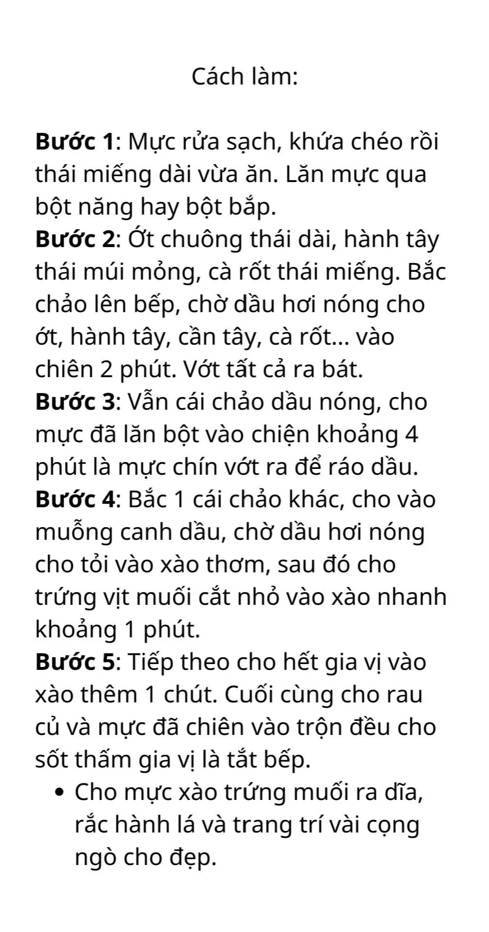 Tổng hợp công thức món ăn hải sản Việt Nam: Mực xào trứng muối, Bạch tuộc xào chua cay và Tôm đồng rang hẹ