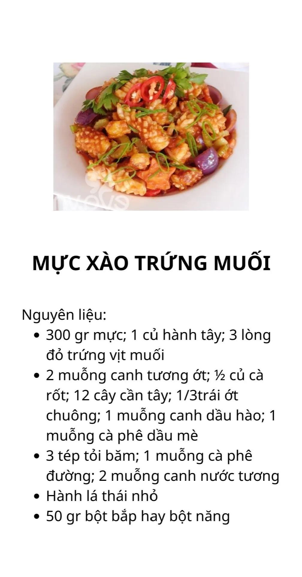 Tổng hợp công thức món ăn hải sản Việt Nam: Mực xào trứng muối, Bạch tuộc xào chua cay và Tôm đồng rang hẹ