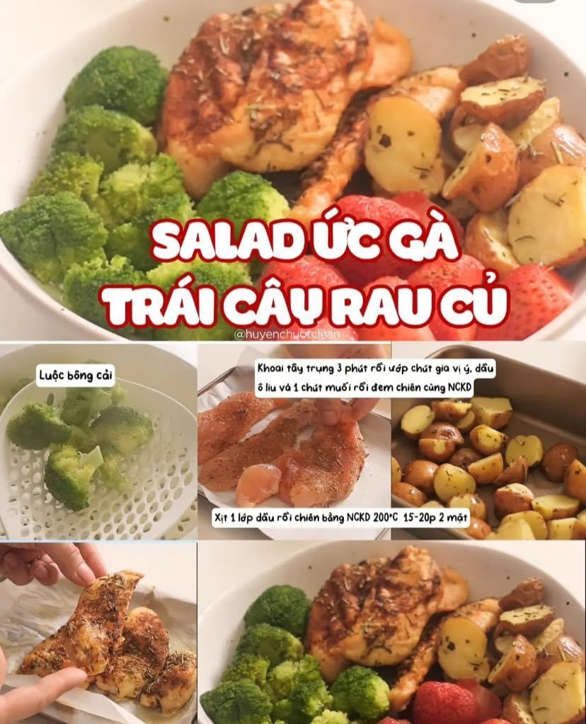 Tổng hợp công thức món ăn từ ức gà: Cơm sốt tỏi, Gà rán healthy, Salad trái cây rau củ, Udon xào