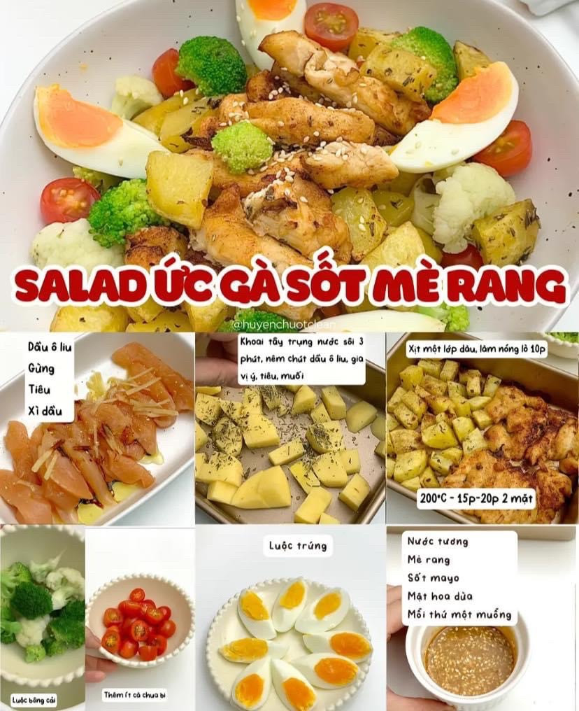 Tổng hợp công thức món ăn từ ức gà: Cơm sốt tỏi, Gà rán healthy, Salad trái cây rau củ, Udon xào