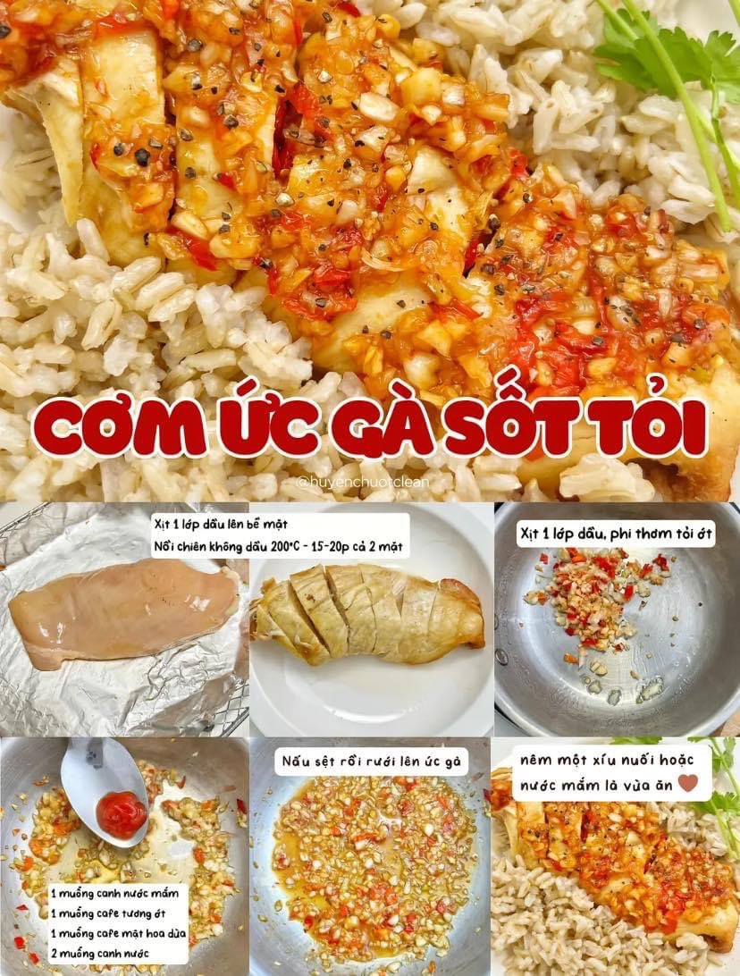 Tổng hợp công thức món ăn từ ức gà: Cơm sốt tỏi, Gà rán healthy, Salad trái cây rau củ, Udon xào