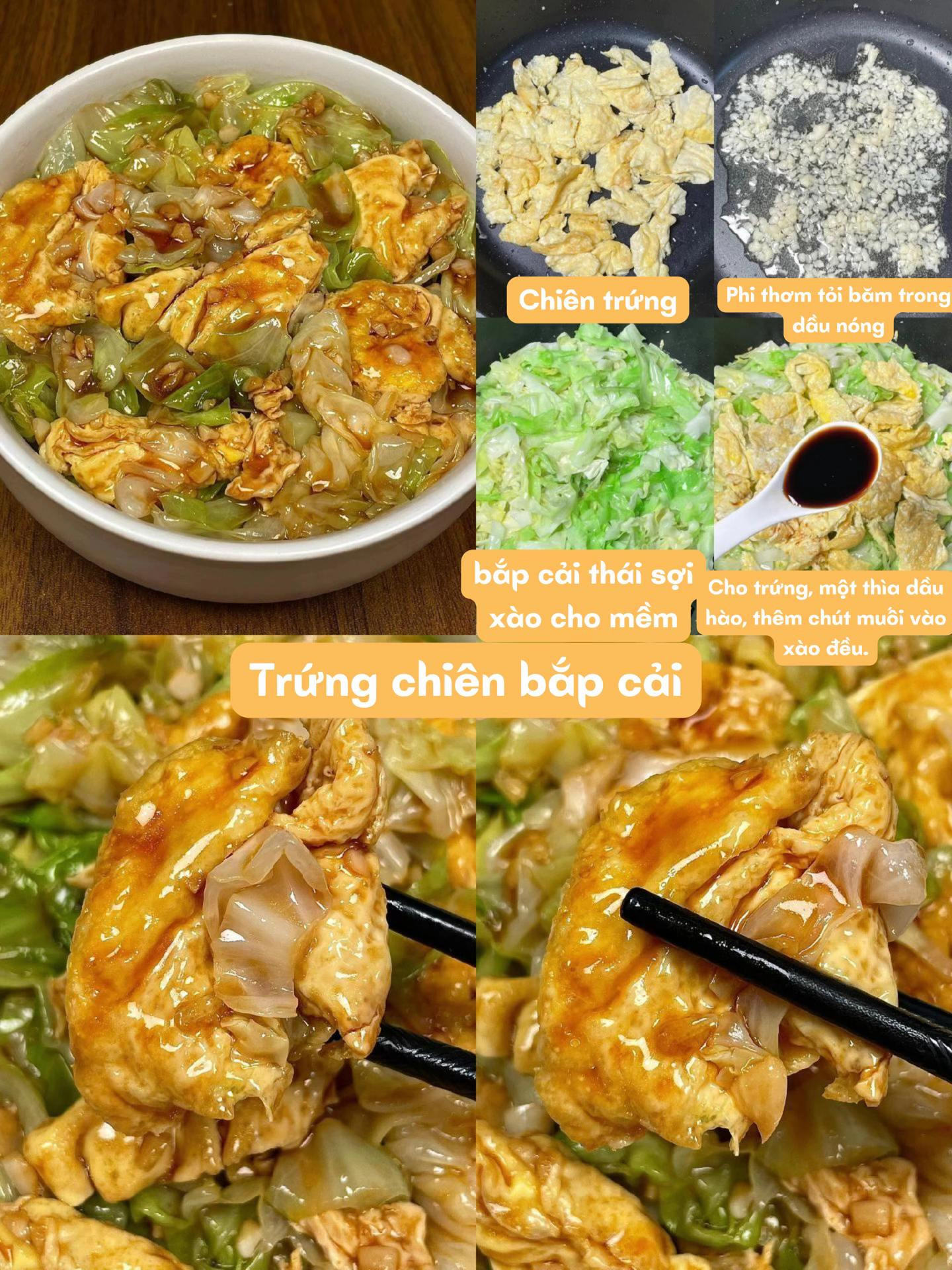 Tổng hợp công thức món ngon: Trứng chiên bắp cải, Tôm Cola, Nấm đùi gà xào và Khoai tây xào thịt băm