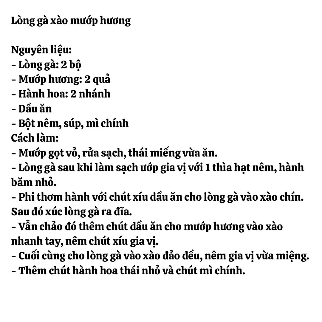 Tổng hợp công thức món xào ngon: Lòng gà xào mướp hương, Mực tươi thập cẩm