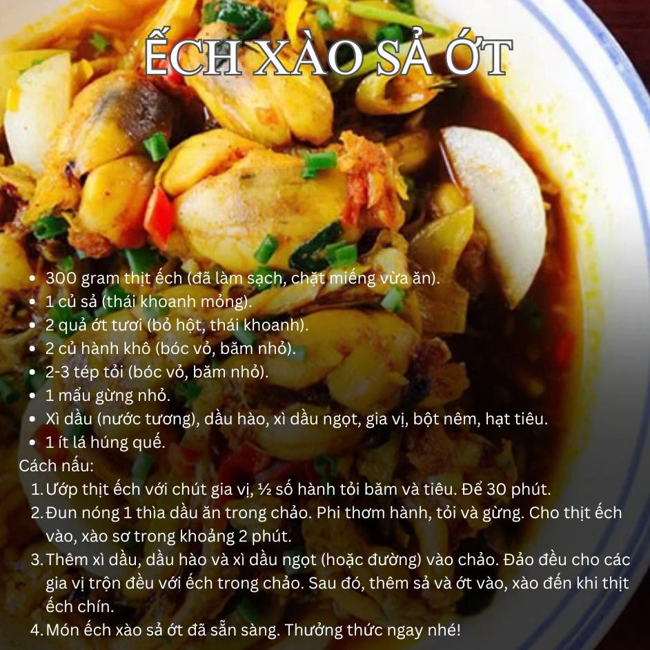 Tổng hợp công thức nấu ăn ngon: Rau muống xào bò, lòng gà non xào cay, ếch xào sả ớt, măng xào thịt và cà tím xào thịt băm