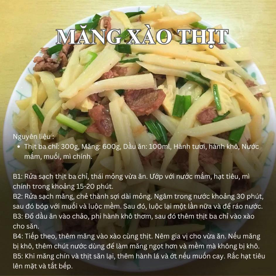 Tổng hợp công thức nấu ăn ngon: Rau muống xào bò, lòng gà non xào cay, ếch xào sả ớt, măng xào thịt và cà tím xào thịt băm