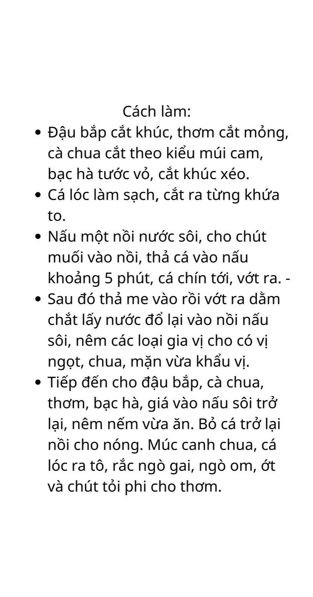 Tổng hợp công thức nấu ăn Việt Nam: Canh chua cá lóc, canh thịt bò nấm kim châm và canh hẹ nấu nấm