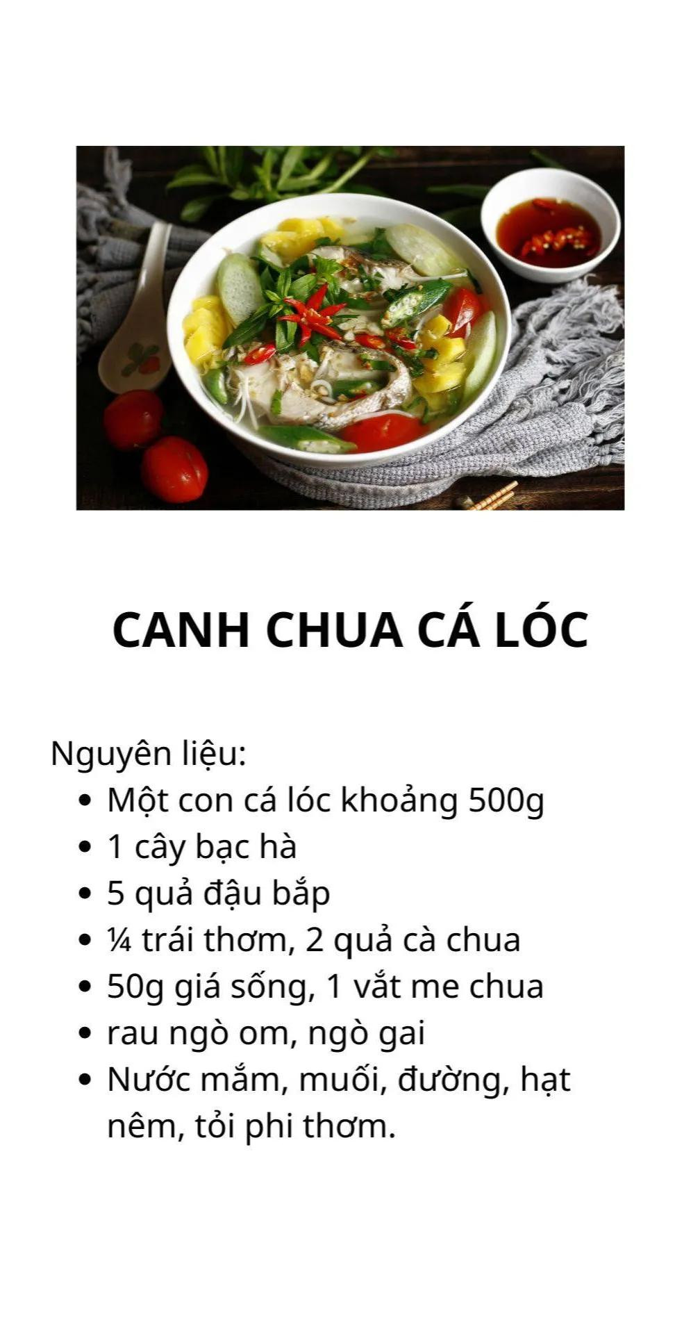 Tổng hợp công thức nấu ăn Việt Nam: Canh chua cá lóc, canh thịt bò nấm kim châm và canh hẹ nấu nấm