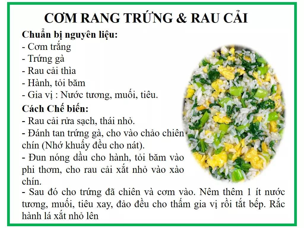 Tổng hợp công thức nấu các món cơm rang ngon: Cơm rang cải chua, trứng rau cải, xúc xích và thịt bò