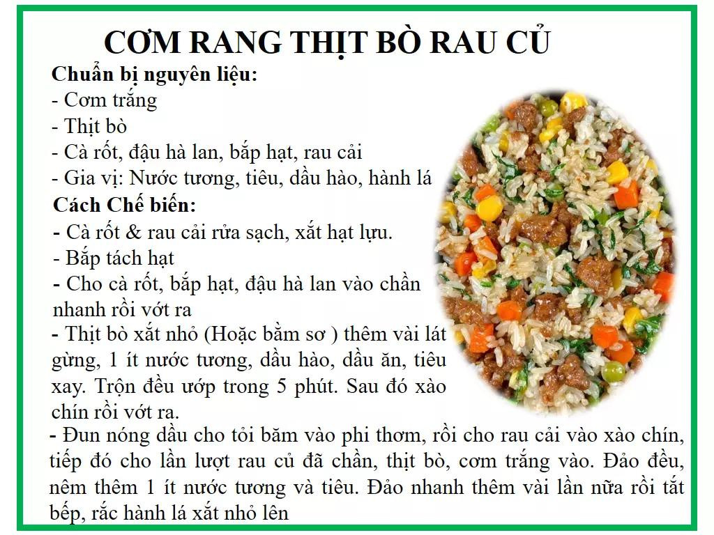 Tổng hợp công thức nấu các món cơm rang ngon: Cơm rang cải chua, trứng rau cải, xúc xích và thịt bò