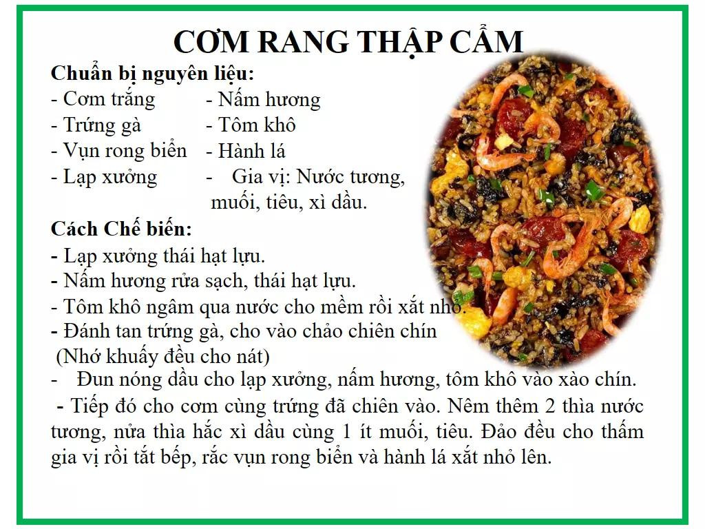 Tổng hợp công thức nấu các món cơm rang ngon: Cơm rang cải chua, trứng rau cải, xúc xích và thịt bò