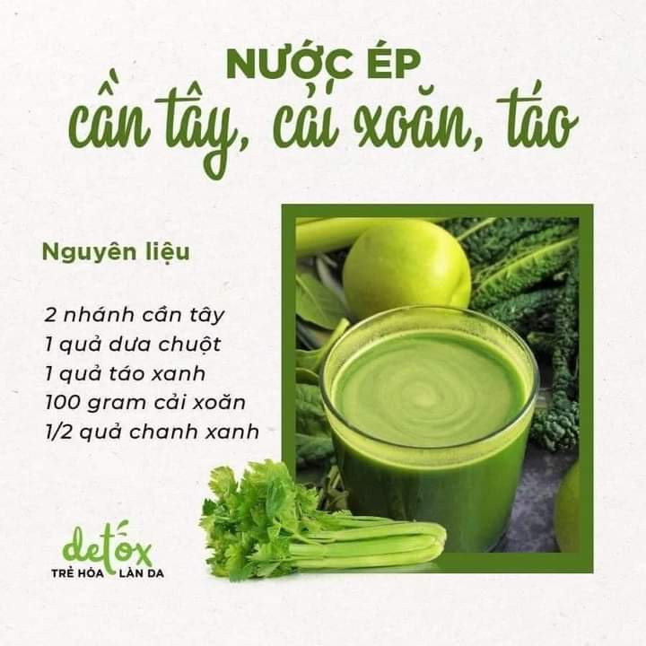 Tổng hợp công thức nước ép detox thanh lọc cơ thể với cần tây, táo, dưa chuột và các loại rau củ tươi ngon