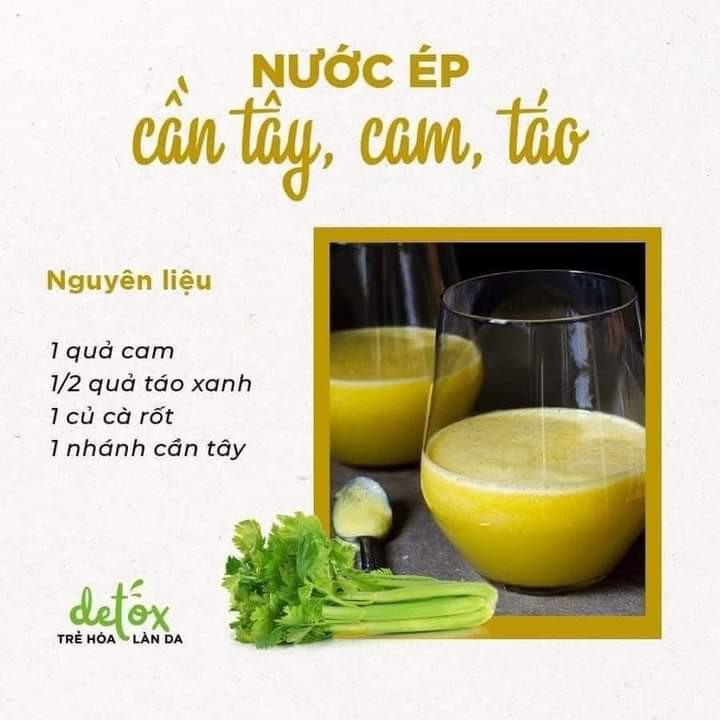 Tổng hợp công thức nước ép detox thanh lọc cơ thể với cần tây, táo, dưa chuột và các loại rau củ tươi ngon