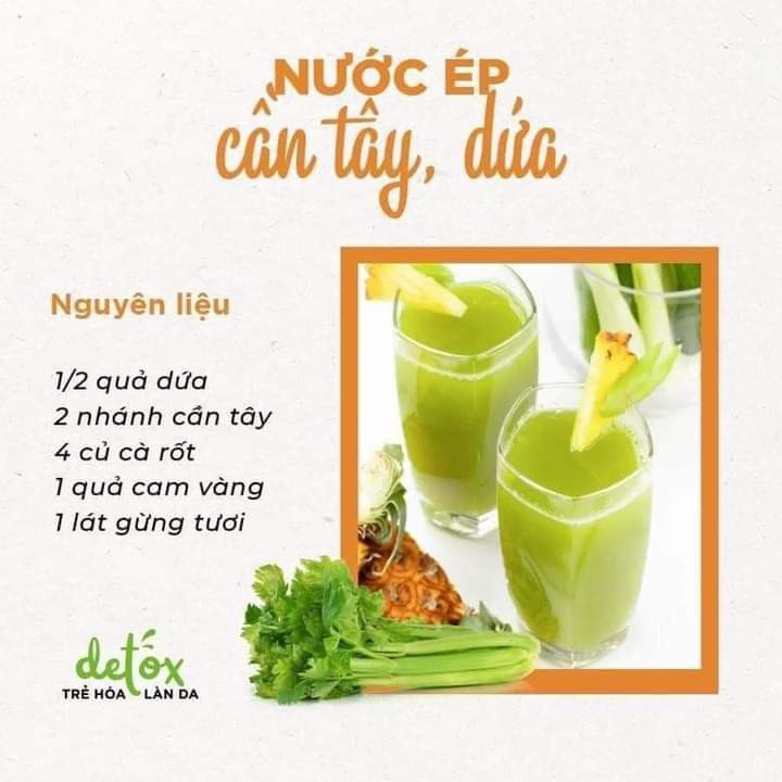Tổng hợp công thức nước ép detox thanh lọc cơ thể với cần tây, táo, dưa chuột và các loại rau củ tươi ngon