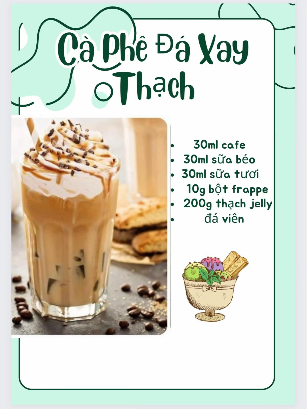 Tổng hợp công thức pha chế các loại Cà phê đá xay ngon: Sữa Đá, Thạch, Chocolate, Cookie và Dừa