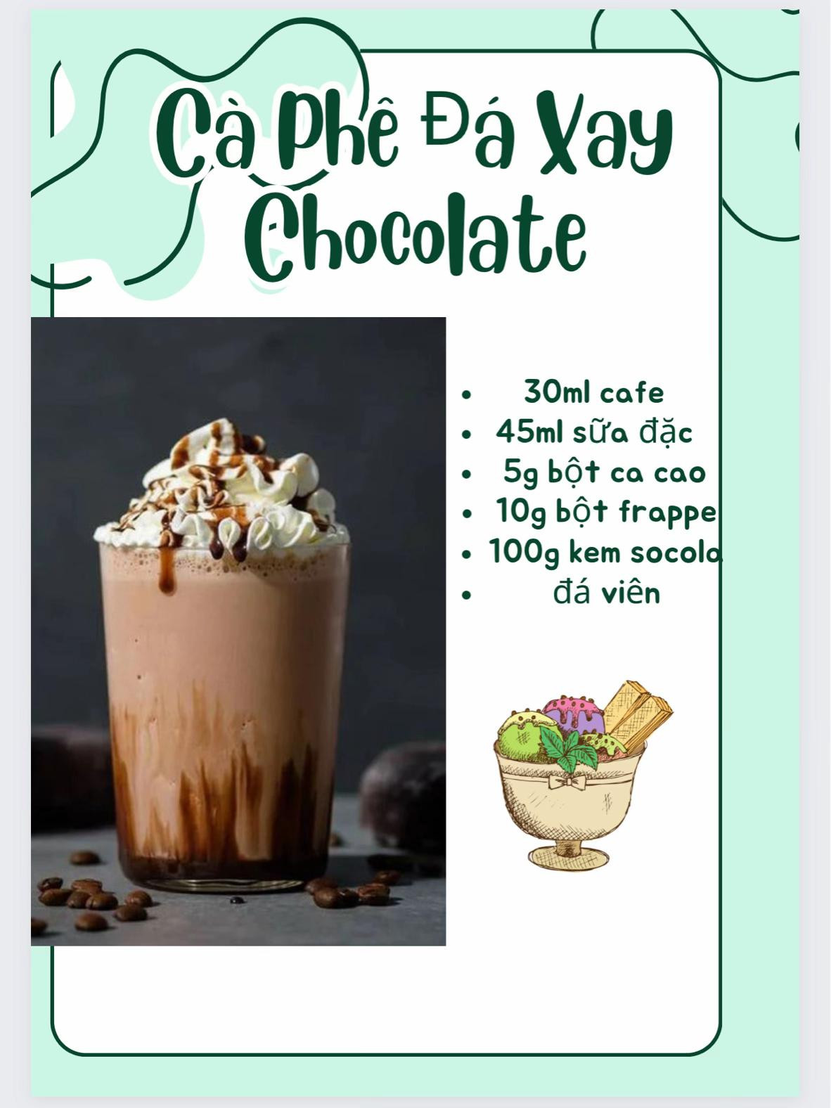 Tổng hợp công thức pha chế các loại Cà phê đá xay ngon: Sữa Đá, Thạch, Chocolate, Cookie và Dừa