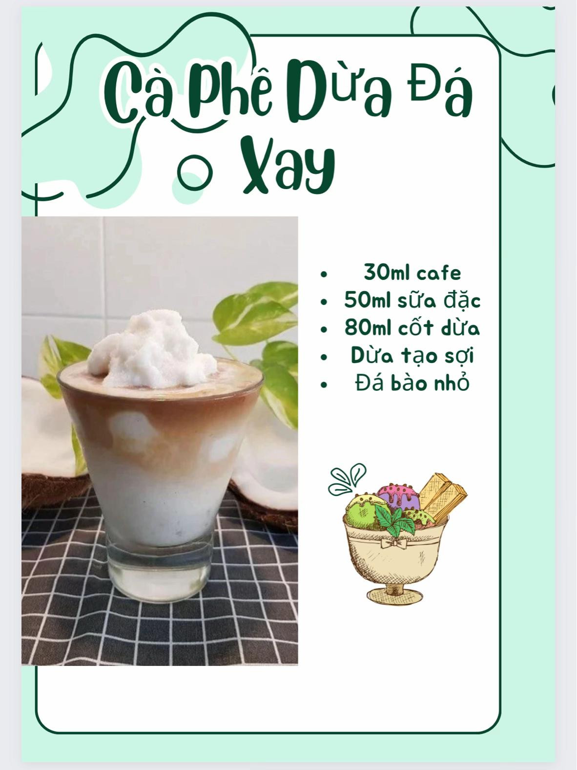 Tổng hợp công thức pha chế các loại Cà phê đá xay ngon: Sữa Đá, Thạch, Chocolate, Cookie và Dừa