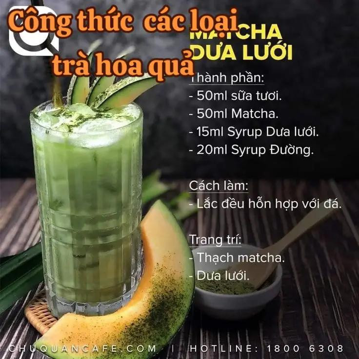 Tổng hợp công thức pha chế các loại trà hoa quả: Matcha Xoài, Trà Bưởi Chanh Dây, Trà Dâu Tây Ổi Hồng và Trà Gừng
