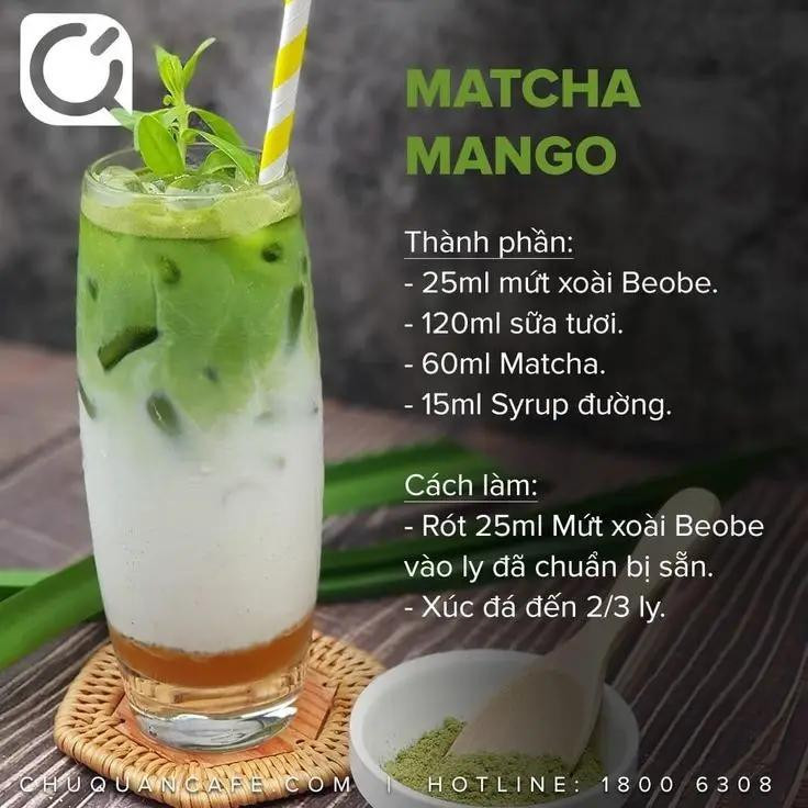 Tổng hợp công thức pha chế các loại trà hoa quả: Matcha Xoài, Trà Bưởi Chanh Dây, Trà Dâu Tây Ổi Hồng và Trà Gừng