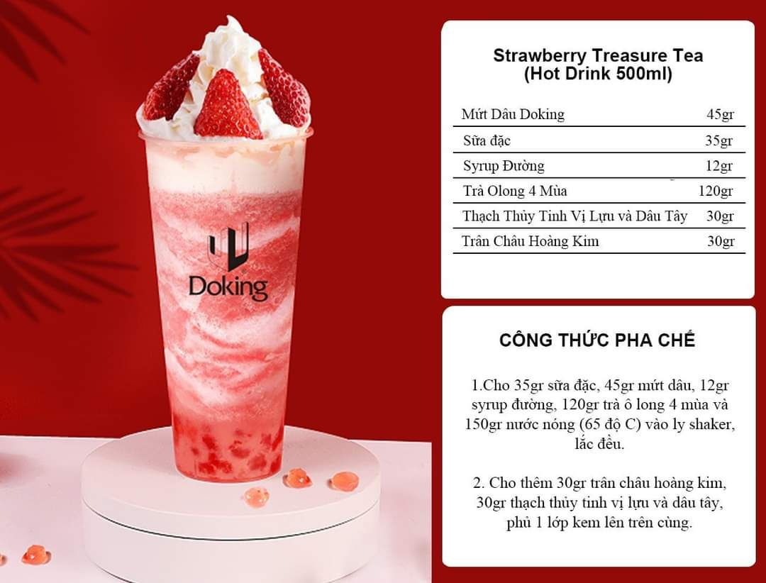 Tổng hợp công thức pha chế các món đồ uống dâu tây: Love Story, Cheese Strawberry, Trà Xanh Lài và Sữa Dâu