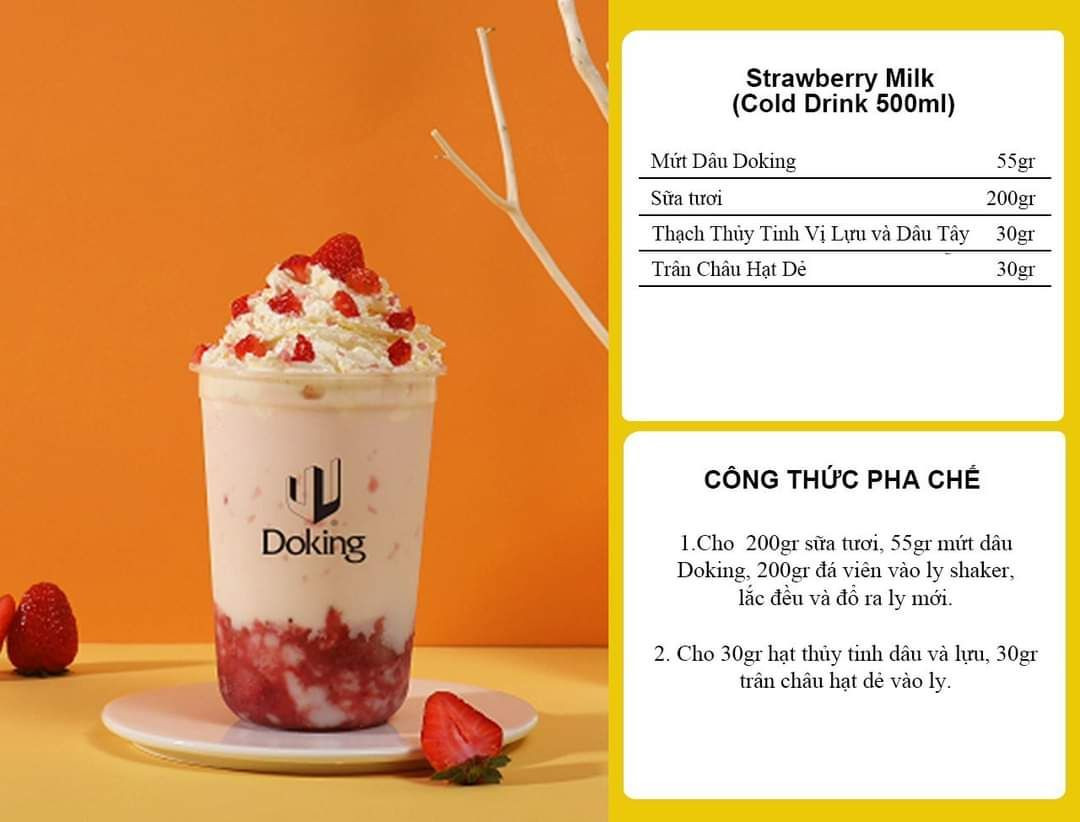 Tổng hợp công thức pha chế các món đồ uống dâu tây: Love Story, Cheese Strawberry, Trà Xanh Lài và Sữa Dâu