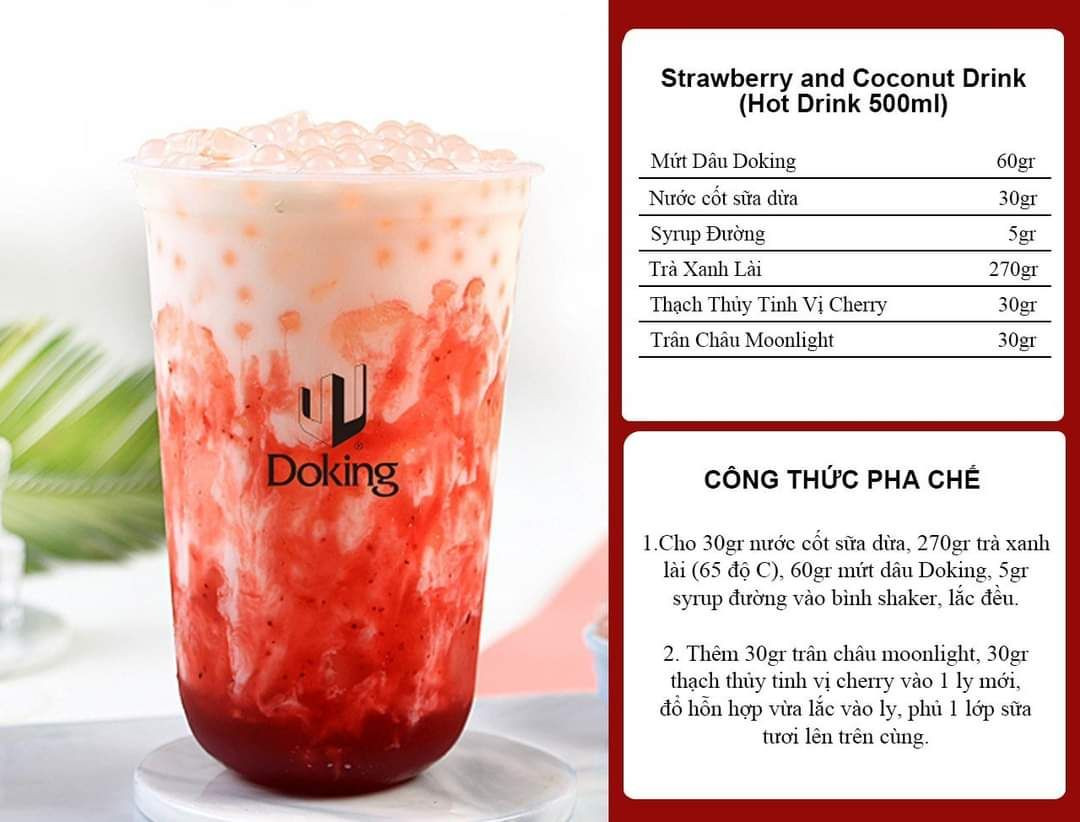 Tổng hợp công thức pha chế các món đồ uống dâu tây: Love Story, Cheese Strawberry, Trà Xanh Lài và Sữa Dâu